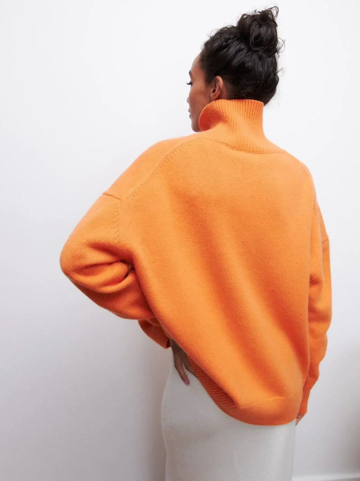 Ladies' Cosy Oversized Roll Neck Jumper with Wide Ribbed Collar