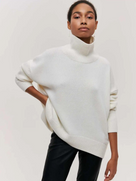Ladies' Cosy Oversized Roll Neck Jumper with Wide Ribbed Collar