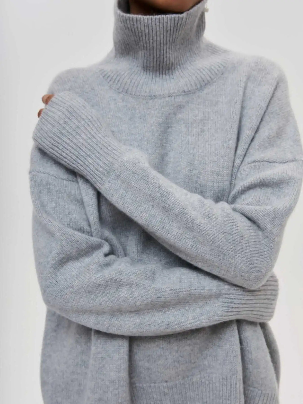 Ladies' Cosy Oversized Roll Neck Jumper with Wide Ribbed Collar