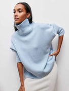 Ladies' Cosy Oversized Roll Neck Jumper with Wide Ribbed Collar