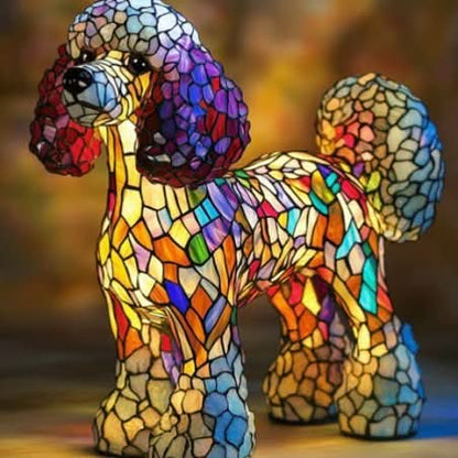 Lampada da tavolo decorativa a forma di cane con mosaico – D'atmosfera e artistica