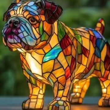 Lampada da tavolo decorativa a forma di cane con mosaico – D'atmosfera e artistica