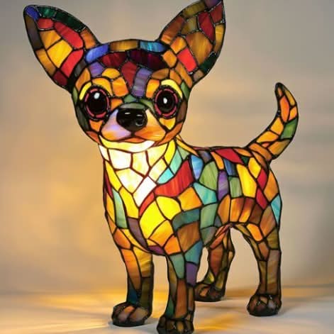Lampada da tavolo decorativa a forma di cane con mosaico – D'atmosfera e artistica
