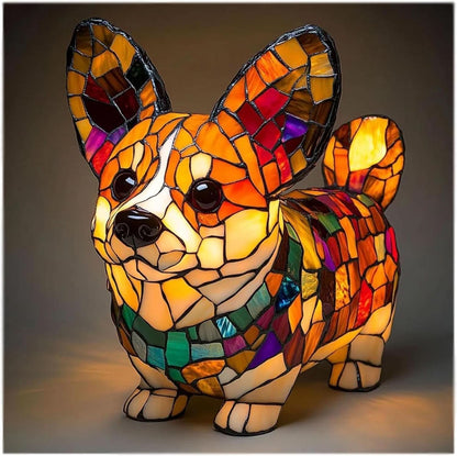 Lampada da tavolo decorativa a forma di cane con mosaico – D'atmosfera e artistica