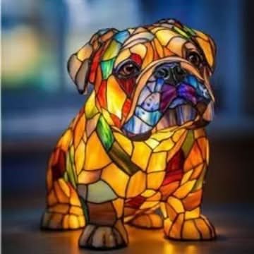 Lampada da tavolo decorativa a forma di cane con mosaico – D'atmosfera e artistica