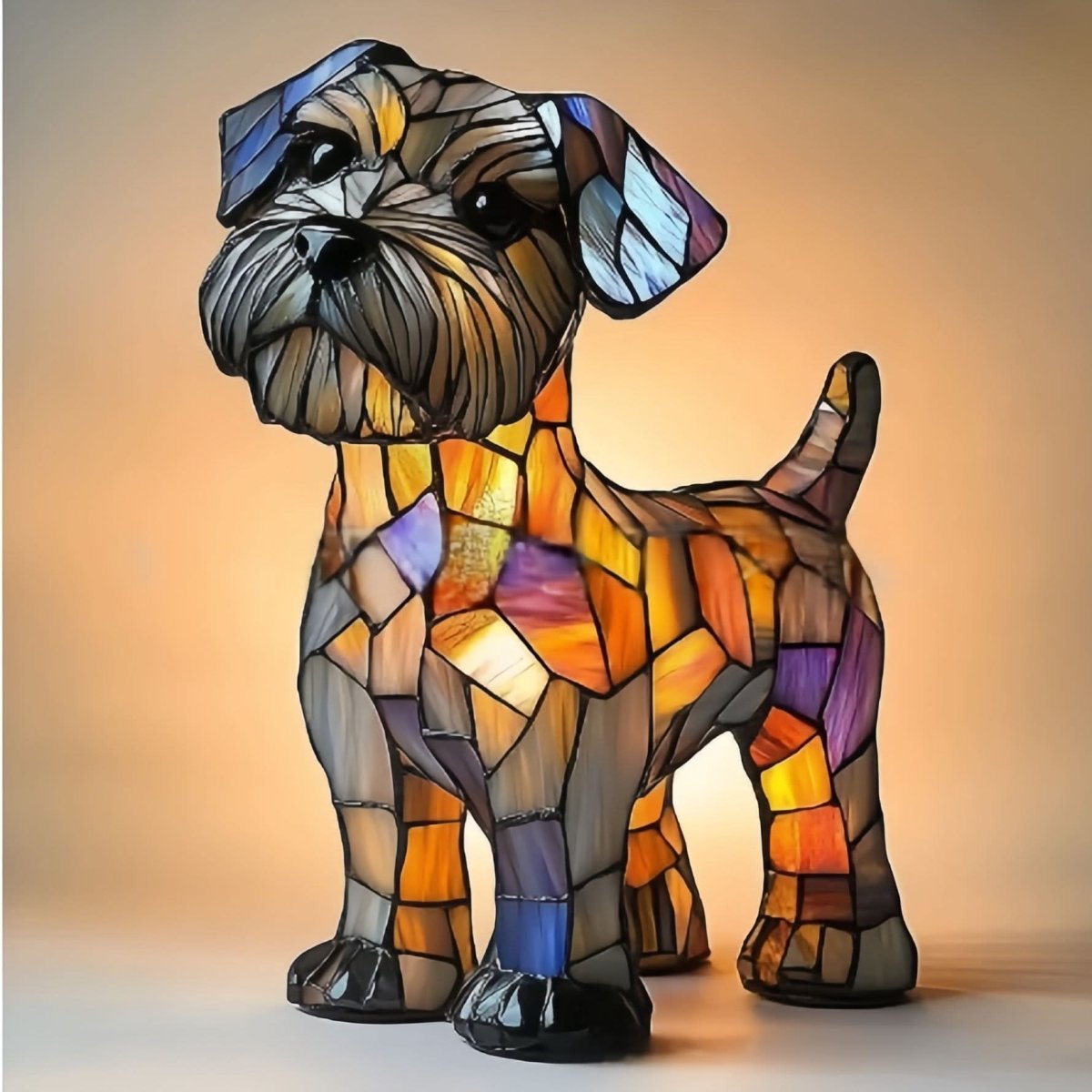 Lampada da tavolo decorativa a forma di cane con mosaico – D'atmosfera e artistica