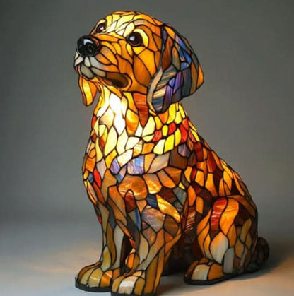 Lampada da tavolo decorativa a forma di cane con mosaico – D'atmosfera e artistica