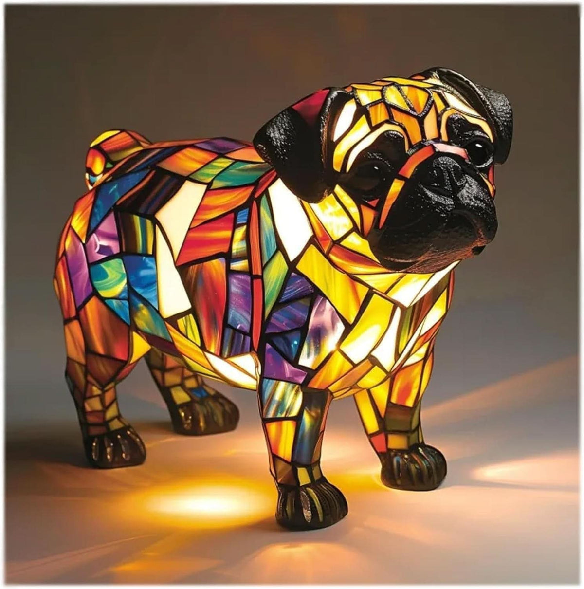 Lampada da tavolo decorativa a forma di cane con mosaico – D'atmosfera e artistica
