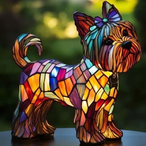 Lampada da tavolo decorativa a forma di cane con mosaico – D'atmosfera e artistica