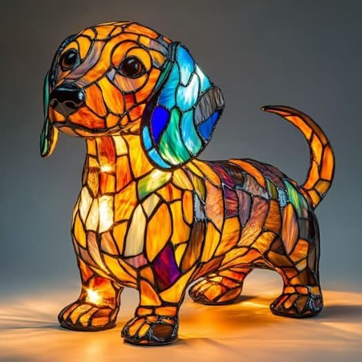 Lampada da tavolo decorativa a forma di cane con mosaico – D'atmosfera e artistica