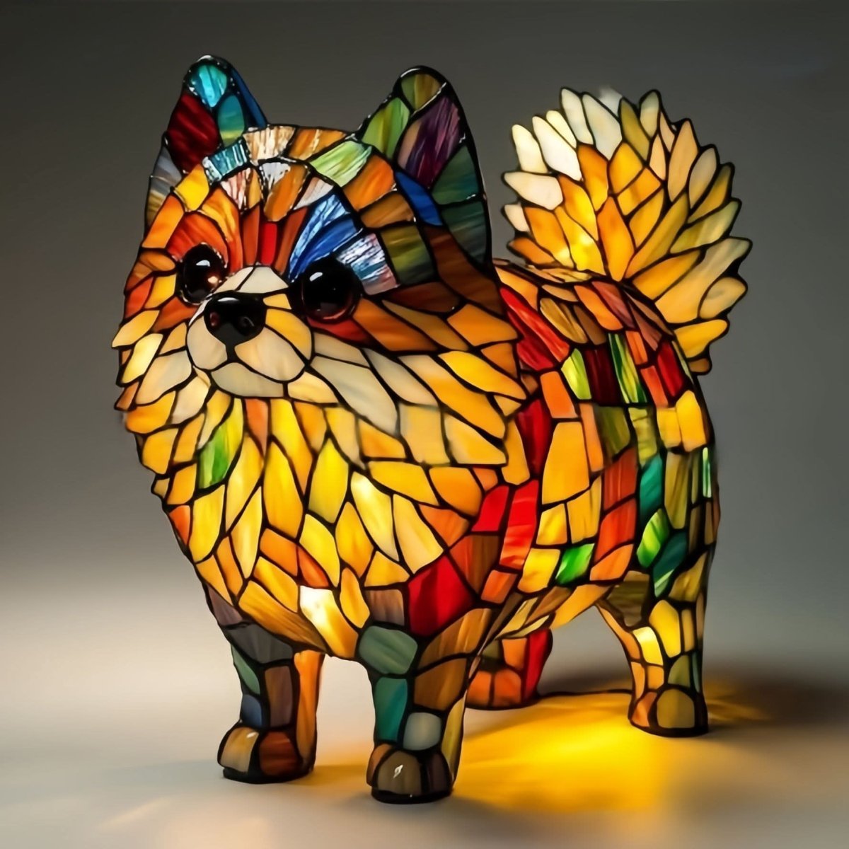 Lampada da tavolo decorativa a forma di cane con mosaico – D'atmosfera e artistica