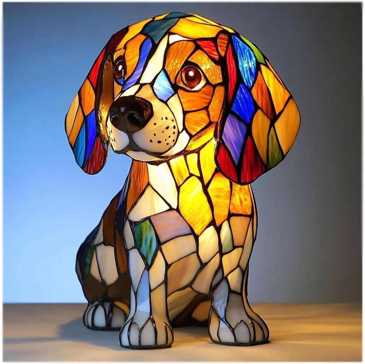 Lampada da tavolo decorativa a forma di cane con mosaico – D'atmosfera e artistica