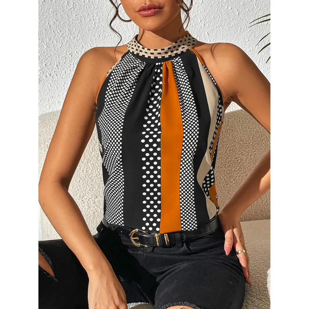 Galatea – Stylish Geometric Halter Blouse for Women