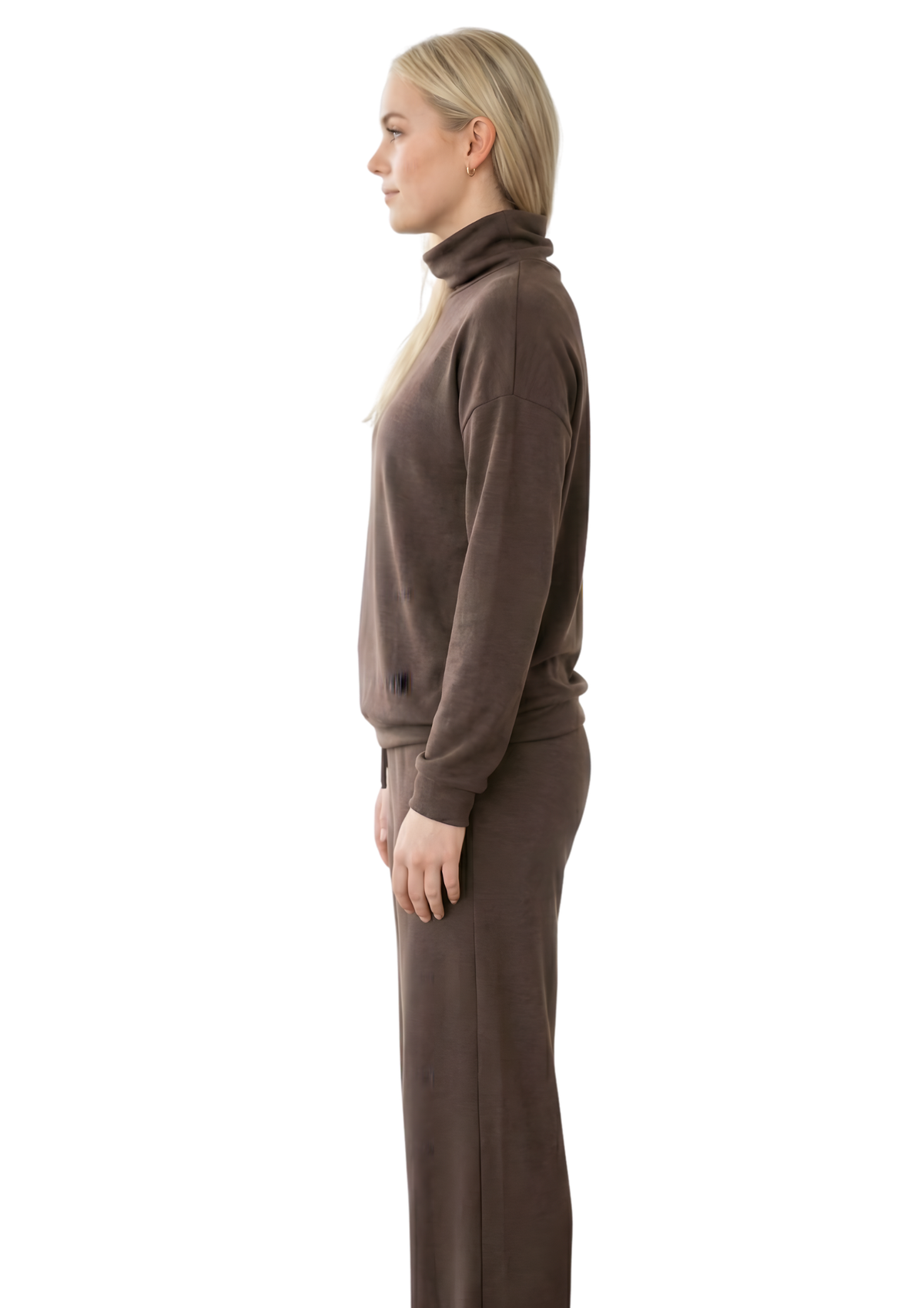 Knitted Lounge Set 2-Piece with Turtleneck and Wide Trousers for Women