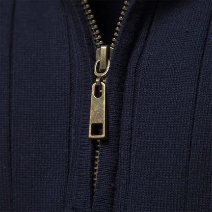 Hugo | Knitted Jumper with Quarter Zip and Ribbed Texture