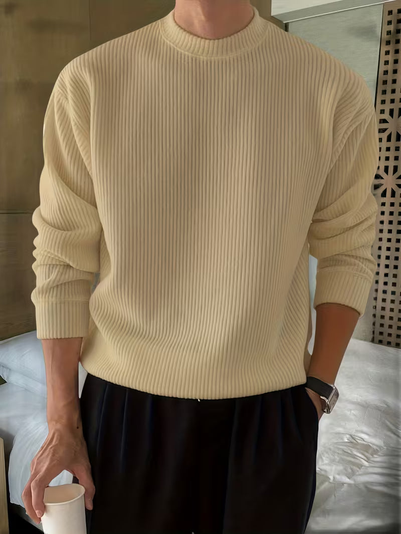Knitted Jumper with Round Neck and Long Sleeves