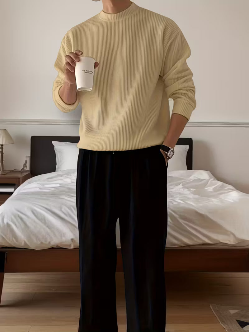 Knitted Jumper with Round Neck and Long Sleeves