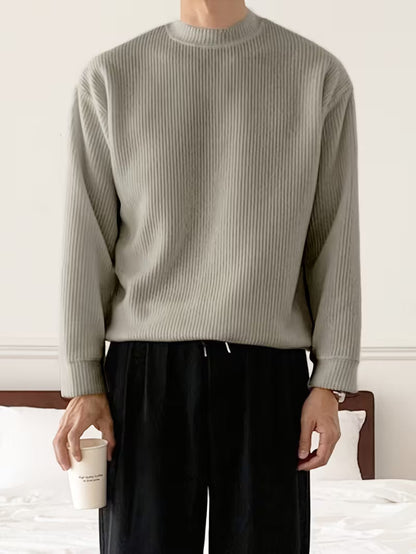 Knitted Jumper with Round Neck and Long Sleeves