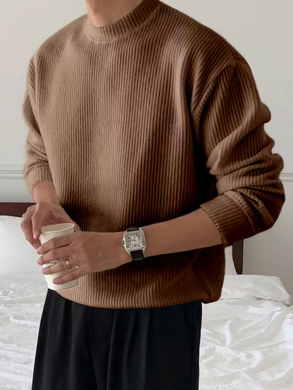 Knitted Jumper with Round Neck and Long Sleeves