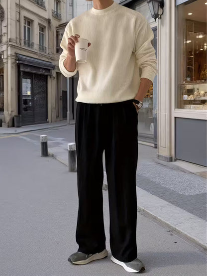 Knitted Jumper with Round Neck and Long Sleeves