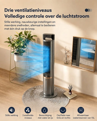 Ventilateur sur pied avec affichage numérique