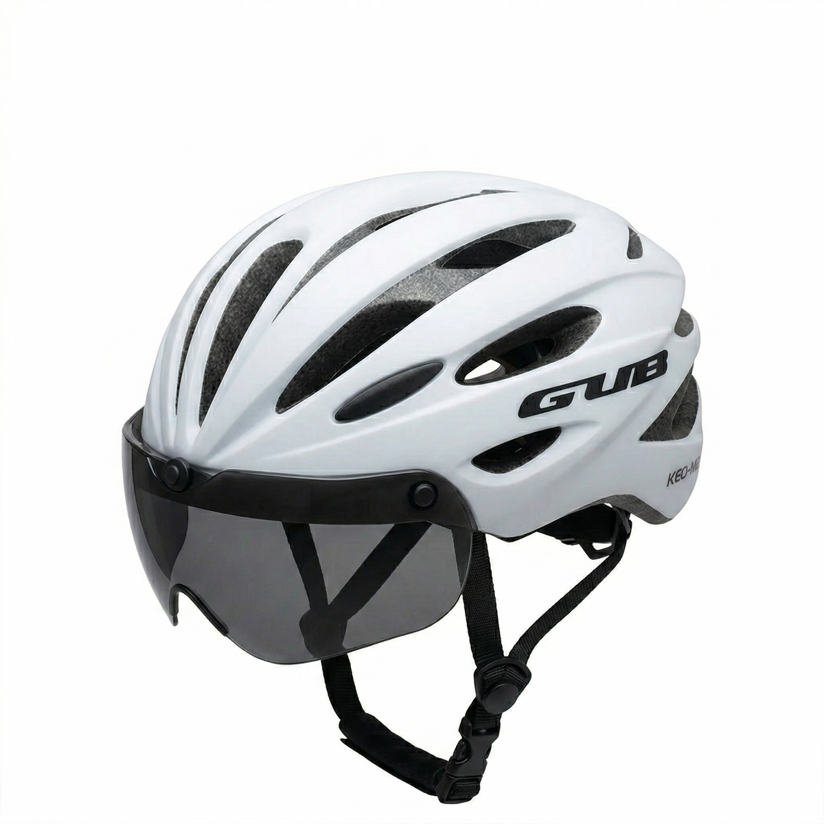 Fahrradhelm | integrierte Brille, Visier | schwarz, belüftet