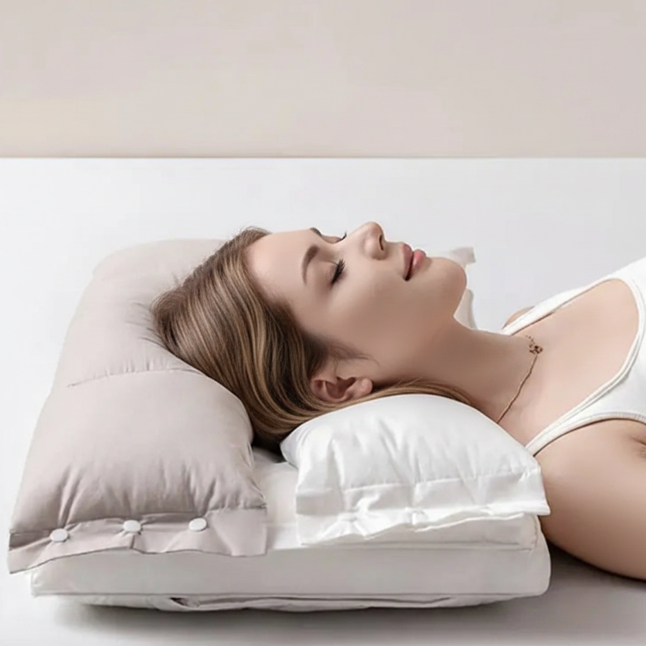 Ergonomický nastavitelný unisex polštářek pod krk s dvojitou vrstvou na cesty