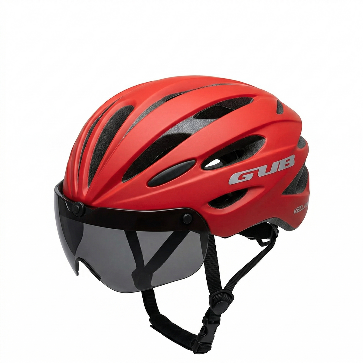 Fahrradhelm | integrierte Brille, Visier | schwarz, belüftet