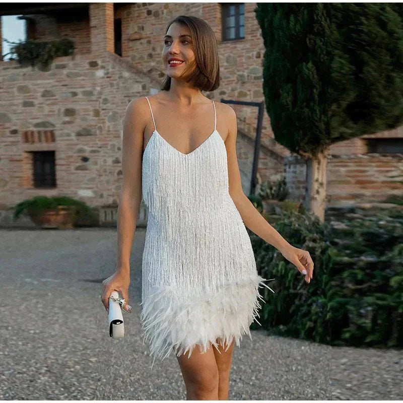 Genoveffa - Dress with Sequins and Feathers