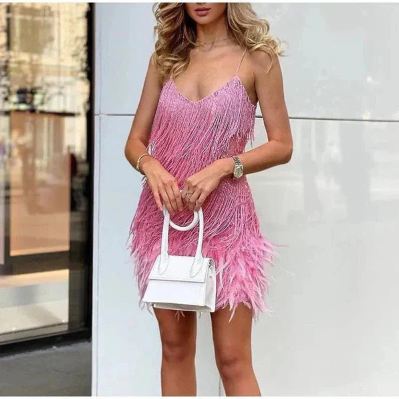 Genoveffa - Dress with Sequins and Feathers