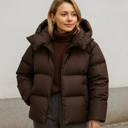 Manteau d'hiver matelassé avec capuche et coupe carrée