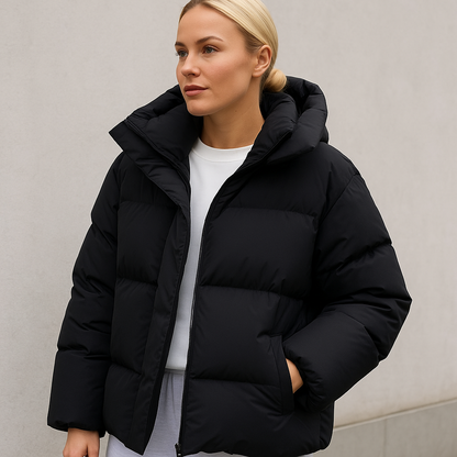 Manteau d'hiver matelassé avec capuche et coupe carrée