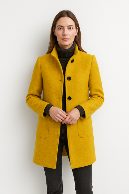 Quilted Ladies' Winter Coat with Button Closure