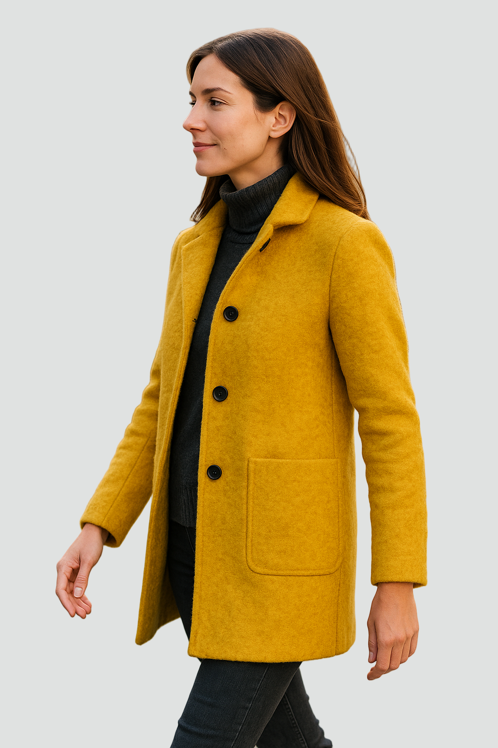 Quilted Ladies' Winter Coat with Button Closure