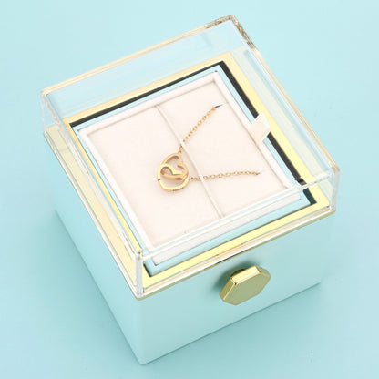 Gift Set with Real Rose & Double Heart Necklace
