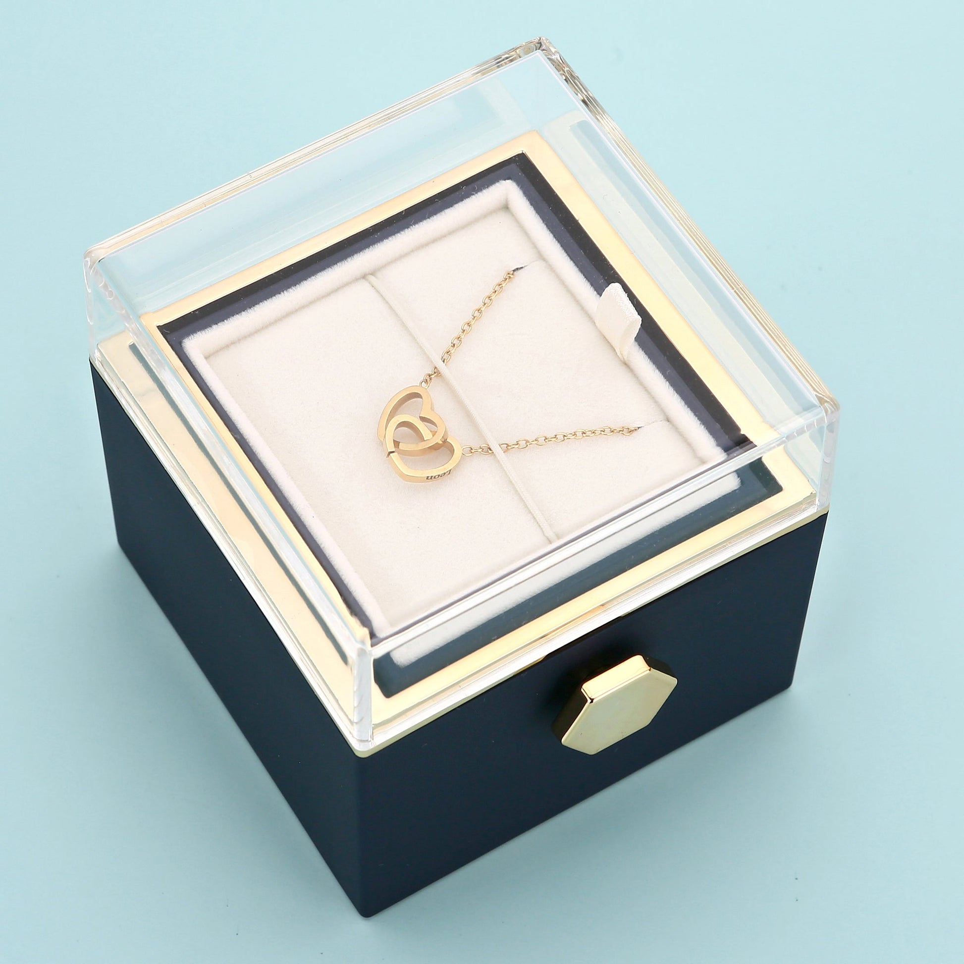 Gift Set with Real Rose & Double Heart Necklace