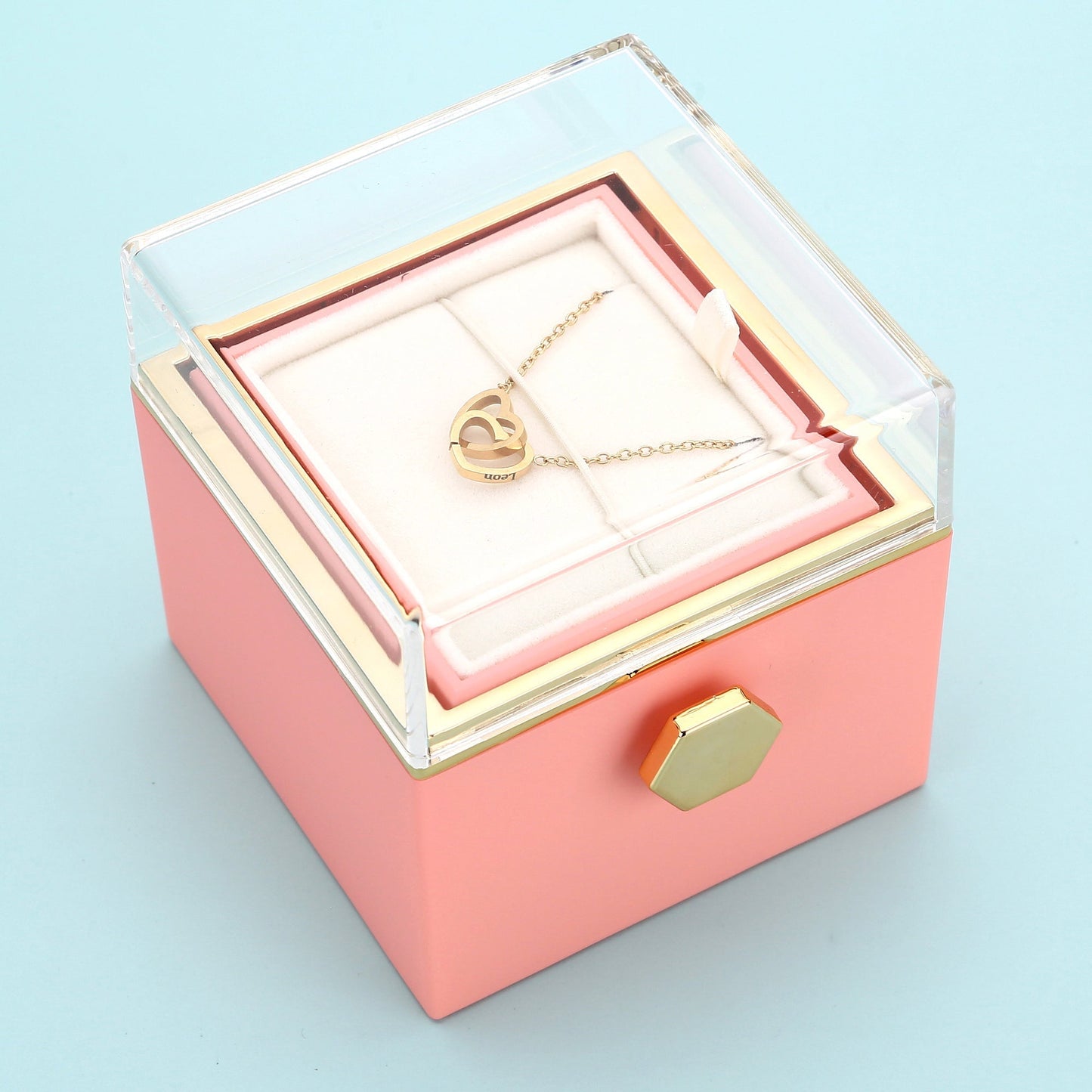 Gift Set with Real Rose & Double Heart Necklace