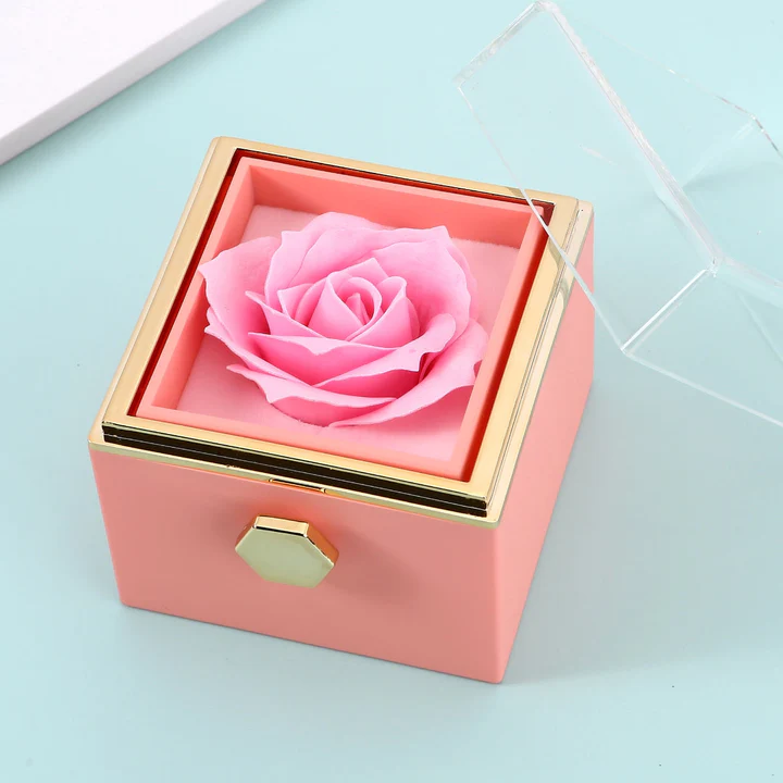 Gift Set with Real Rose & Double Heart Necklace