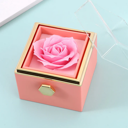 Gift Set with Real Rose & Double Heart Necklace