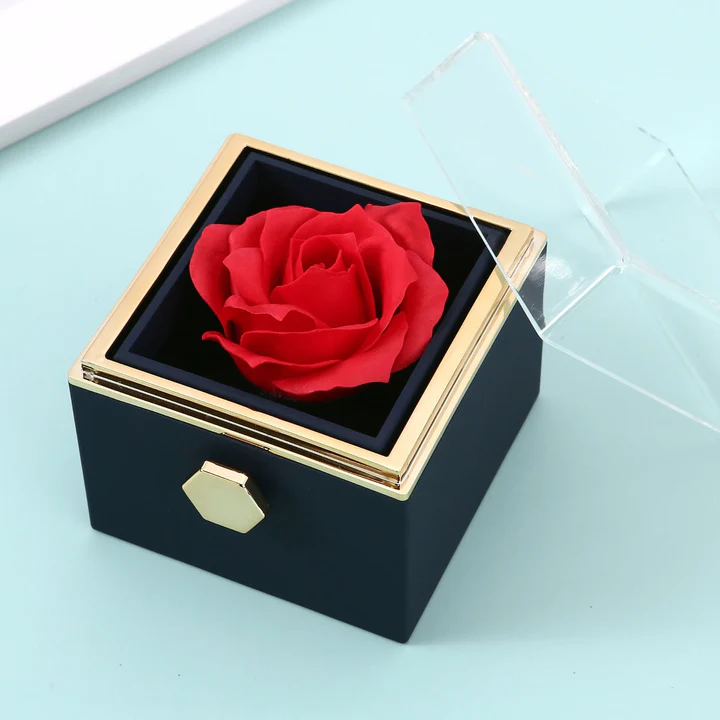 Gift Set with Real Rose & Double Heart Necklace