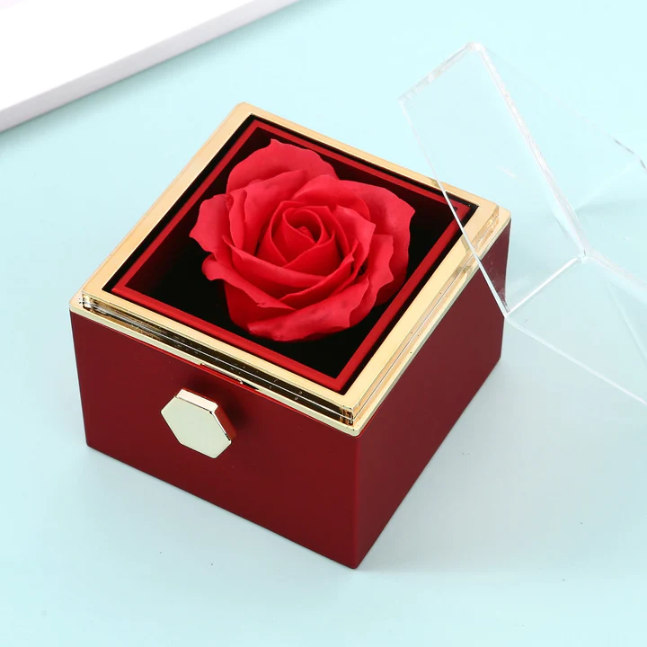 Gift Set with Real Rose & Double Heart Necklace