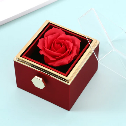 Gift Set with Real Rose & Double Heart Necklace