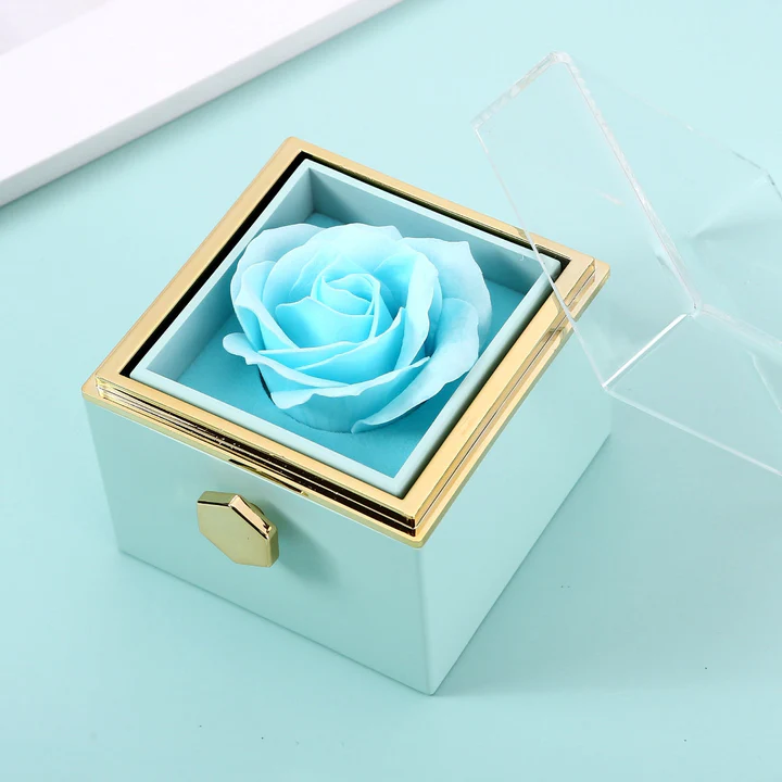 Gift Set with Real Rose & Double Heart Necklace