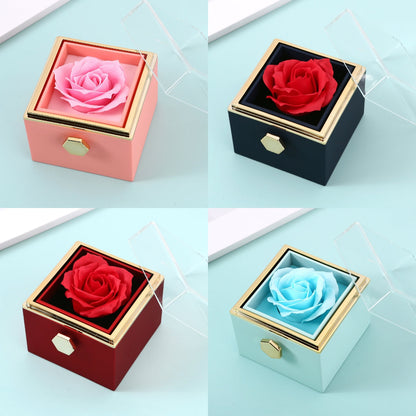 Gift Set with Real Rose & Double Heart Necklace