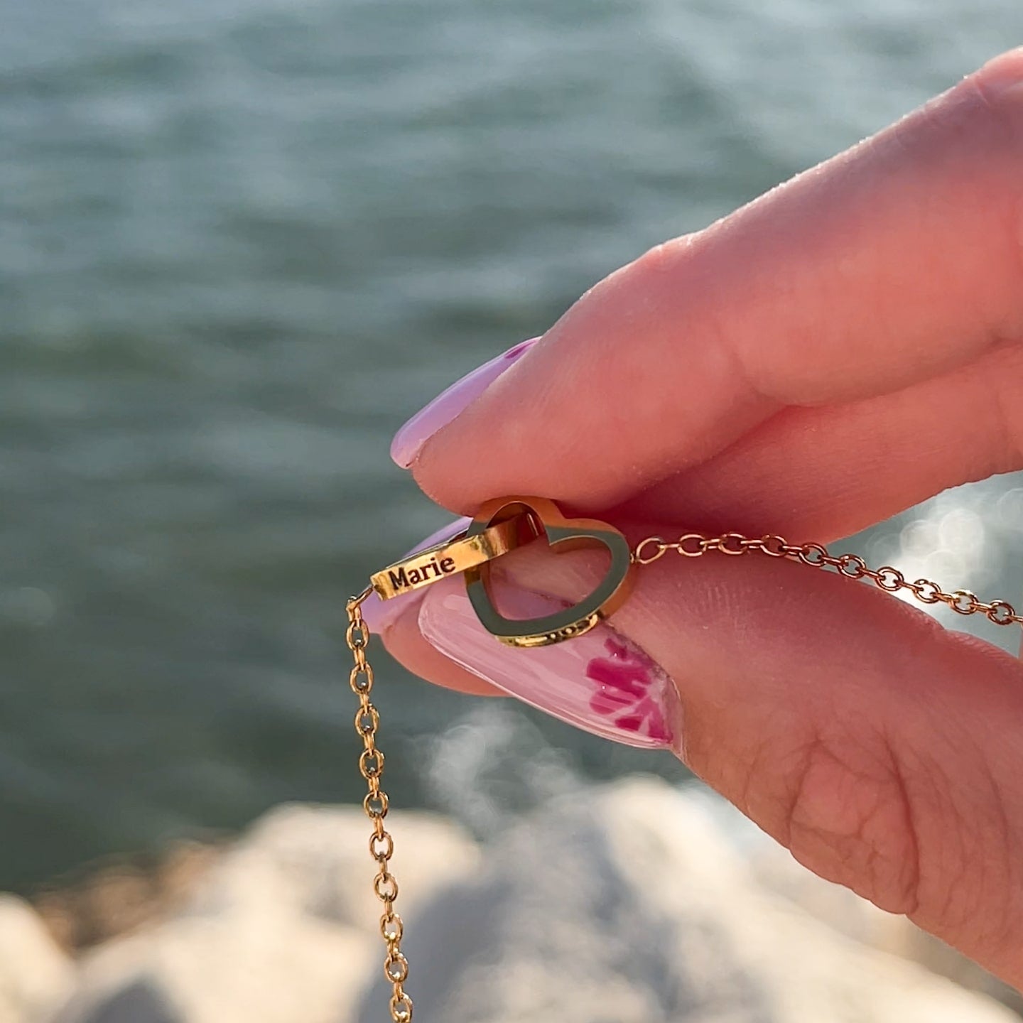 Gift Set with Real Rose & Double Heart Necklace