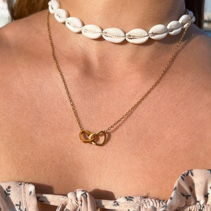 Gift Set with Real Rose & Double Heart Necklace