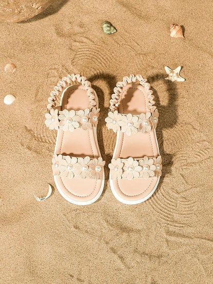 Girls' Sandals with Floral Decoration and Soft Sole