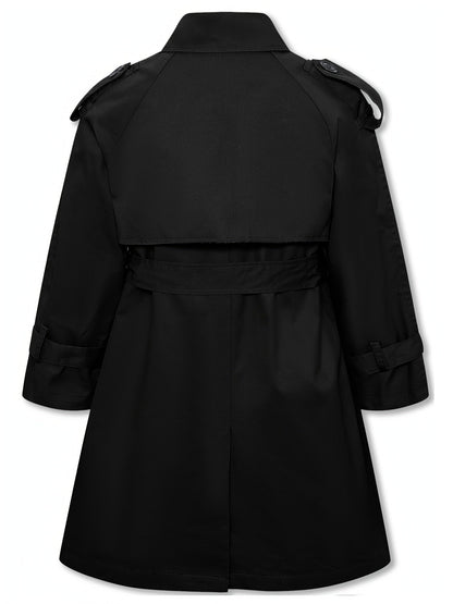 Girls' trench coat with classic button closure and collar tunic jacket with belt - Hanie