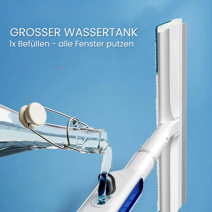 Drehbarer 3-in-1 Fensterreiniger mit Teleskopgriff und Sprühfunktion