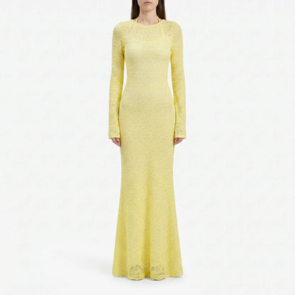 Yellow Maxi Dress with Long Sleeves